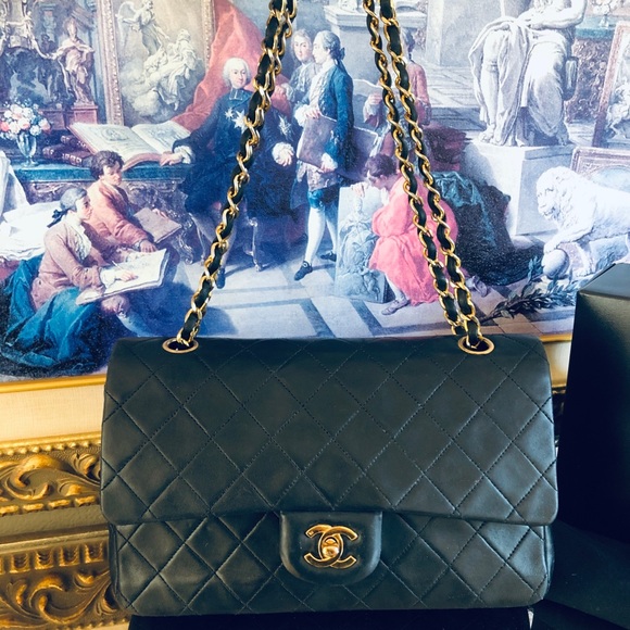 Chanel Medium 25 Double Flap Black with 24K Gold - Picture 7 of 15